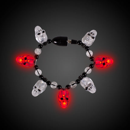 LED Light Up Skull Bead Bracelet