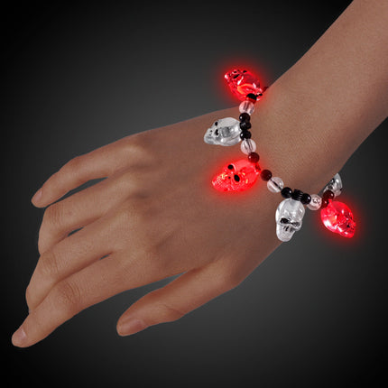 LED Light Up Skull Bead Bracelet
