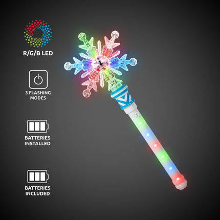 LED Light Up Snowflake Wand with Light-Up Handle