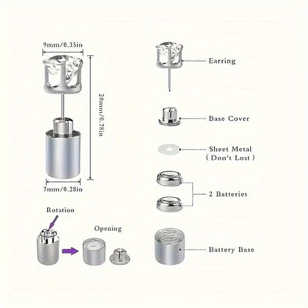 LED Light Up White Diamond Shape Stud Earrings