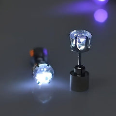 LED Light Up White Diamond Shape Stud Earrings