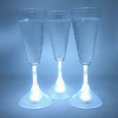 LED Light Up White Flashing 7 Oz Champagne Flute Glasses