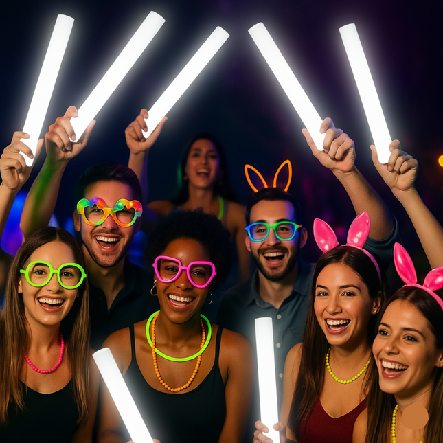LED Light Up Flashing White Foam Sticks