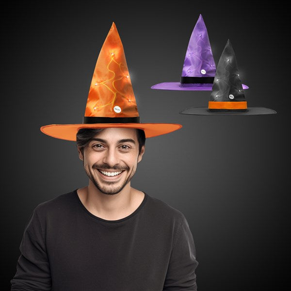 LED Light Up Witch Hats Retail Counter Display - 12 Per Pack