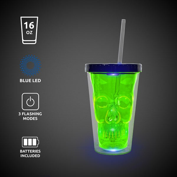 LED Neon Green Skull Cup