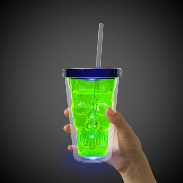 LED Neon Green Skull Cup