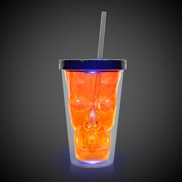 LED Neon Orange Skull Cup