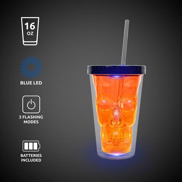 LED Neon Orange Skull Cup
