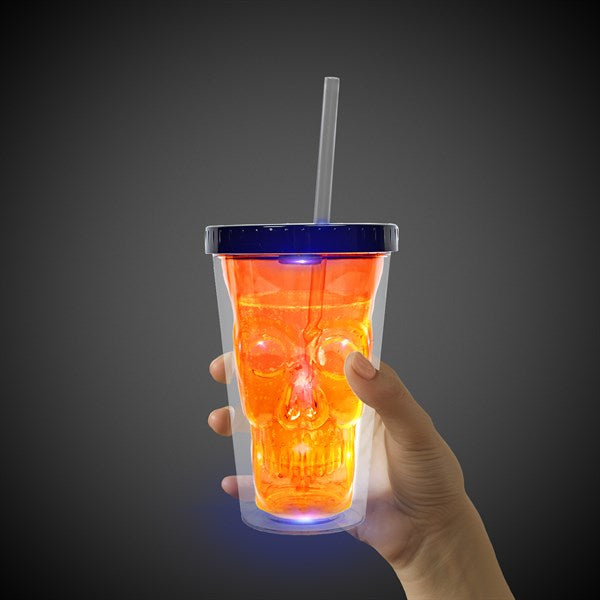 LED Neon Orange Skull Cup