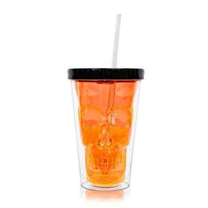 LED Neon Orange Skull Cup