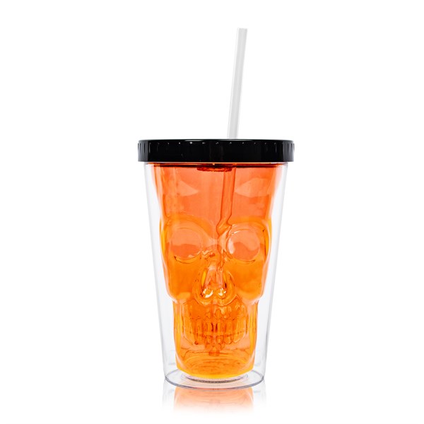 LED Neon Orange Skull Cup