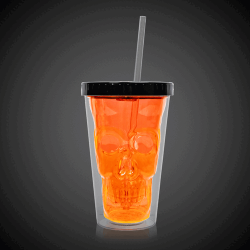 LED Neon Orange Skull Cup