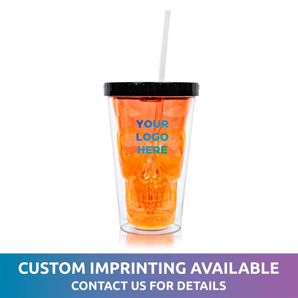 LED Neon Orange Skull Cup