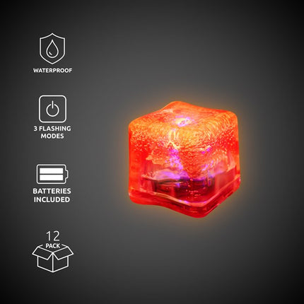 LED Neon Pink Ice Cubes - 12 Per Pack