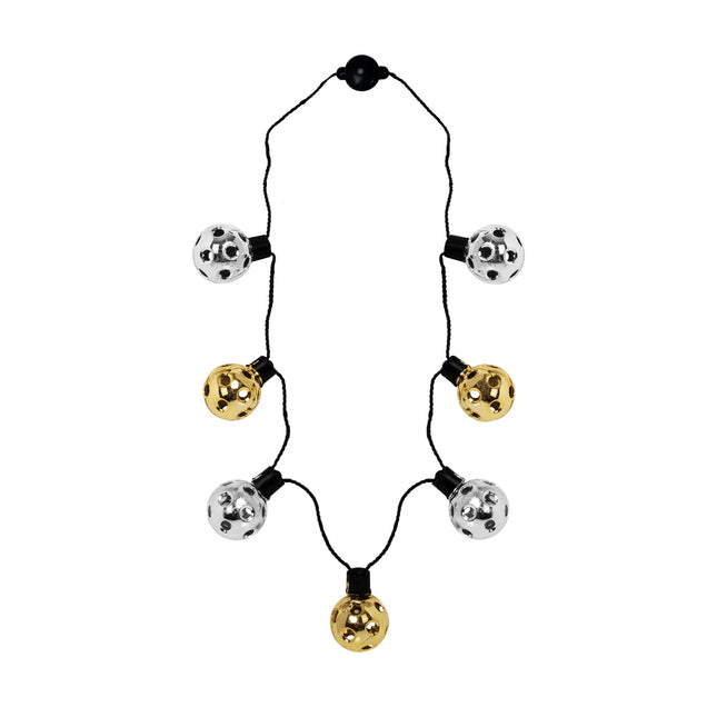 LED New Years Disco Ball Necklaces Retail Display - 24 Per Pack
