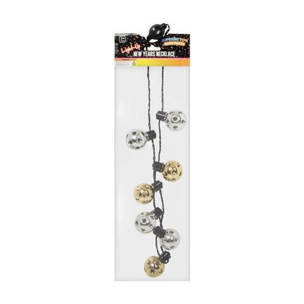 LED New Years Disco Ball Necklaces Retail Display - 24 Per Pack