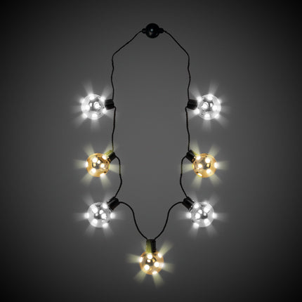 LED New Years Disco Ball Necklaces Retail Display - 24 Per Pack