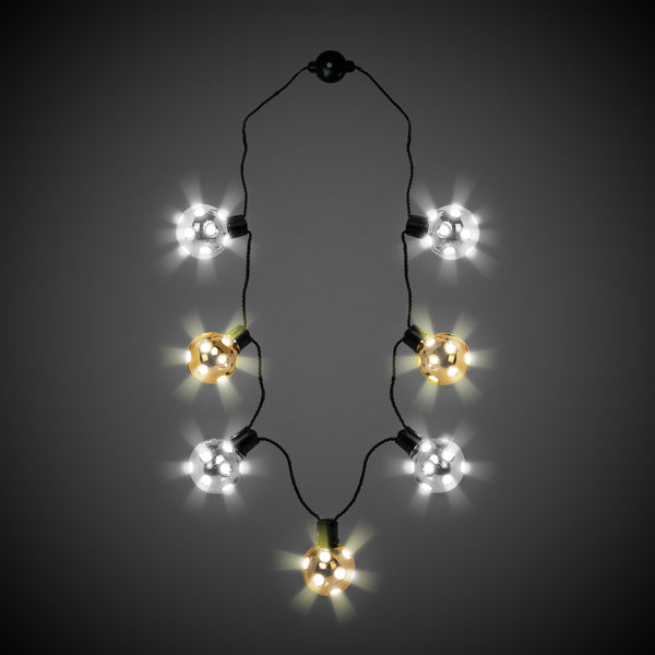 LED New Years Disco Ball Necklaces Retail Display - 24 Per Pack