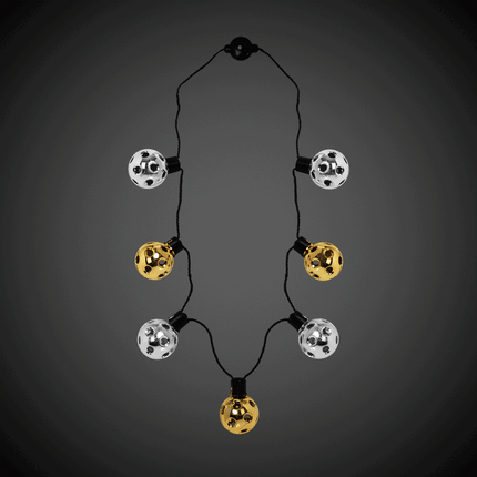 LED New Years Disco Ball Necklaces Retail Display - 24 Per Pack