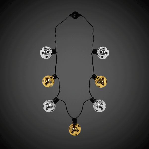 LED New Years Disco Ball Necklaces Retail Display - 24 Per Pack