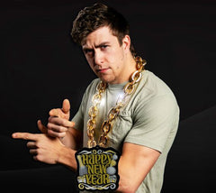 LED New Years Eve Gold Chain Necklace - 36 Inch