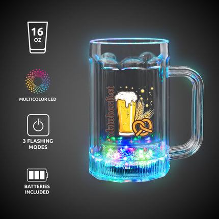 LED Oktoberfest Stein & Pretzel Beer Mug - 16 oz