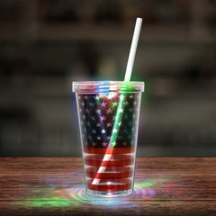 LED Patriotic Double Wall 16 oz Cup