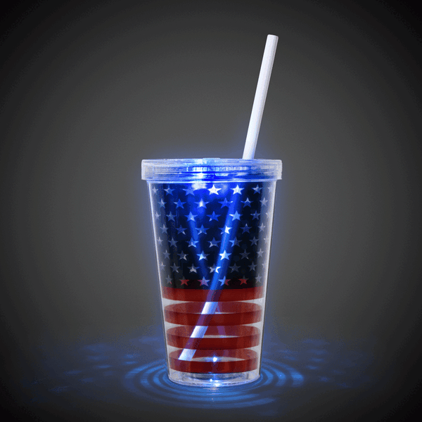 LED Patriotic Double Wall 16 oz Cup