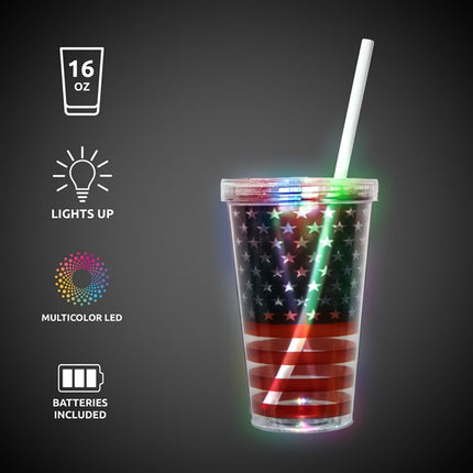 LED Patriotic Double Wall 16 oz Cup