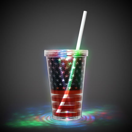 LED Patriotic Double Wall 16 oz Cup