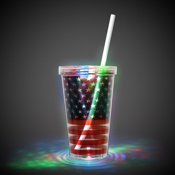 LED Patriotic Double Wall 16 oz Cup
