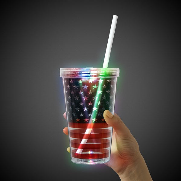 LED Patriotic Double Wall 16 oz Cup