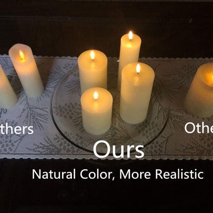 LED Realistic Slim Flameless Pillar Candles With Remote - 9 Per Pack