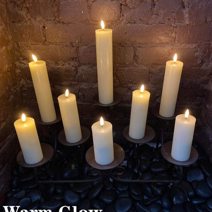 LED Realistic Slim Flameless Pillar Candles With Remote - 9 Per Pack