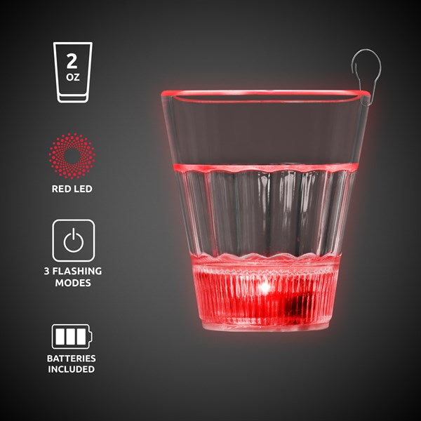 LED Red Light Up 2 Oz Shot Glass With Clip