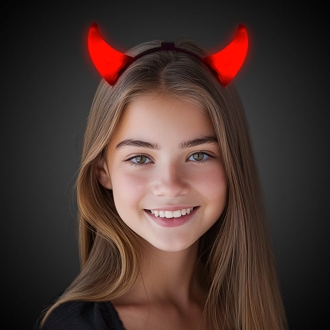 LED Red Devil Horns Headbands Retail Counter Display - 12 Per Pack