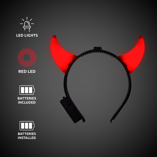 LED Red Devil Horns Headbands Retail Counter Display - 12 Per Pack