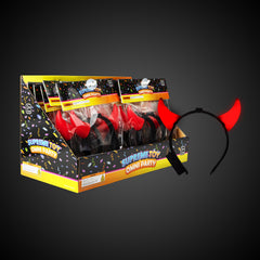 LED Red Devil Horns Headbands Retail Counter Display - 12 Per Pack