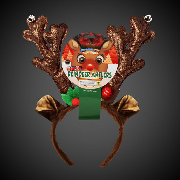 LED Reindeer Antlers Headbands Retail Display - 24 Per Pack