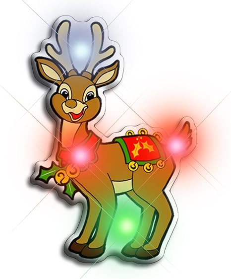 LED Santa’s Reindeer Flashing Christmas Pins