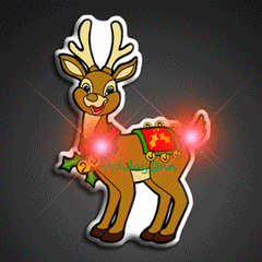 LED Santa’s Reindeer Flashing Christmas Pins - 5 Per Pack