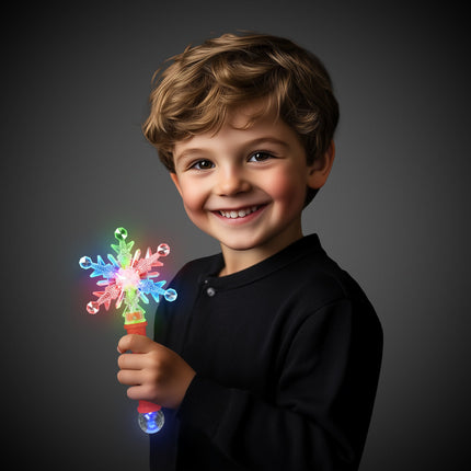 LED Snowflake Disco Ball 10" Wands Retail Display - 24 Per Pack