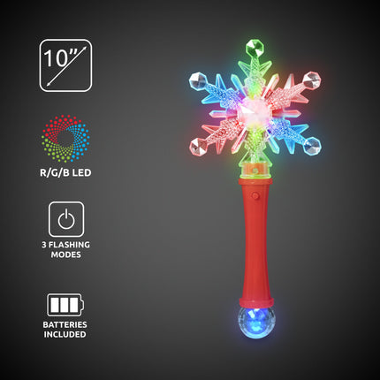 LED Snowflake Disco Ball 10" Wands Retail Display - 24 Per Pack