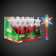 LED Snowflake Disco Ball 10" Wands Retail Display - 24 Per Pack