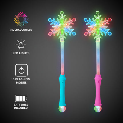 LED Snowflake Disco Ball 15" Wands Retail Display - 24 Per Pack