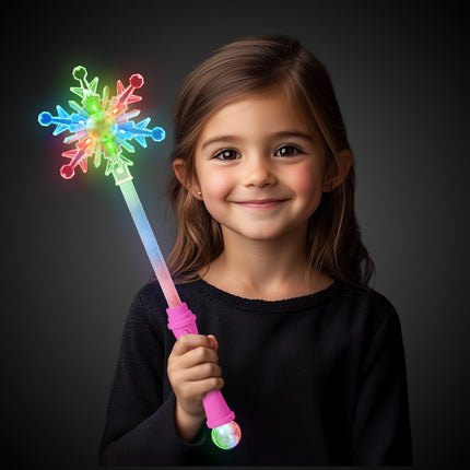 LED Snowflake Disco Ball 15" Wands Retail Display - 24 Per Pack