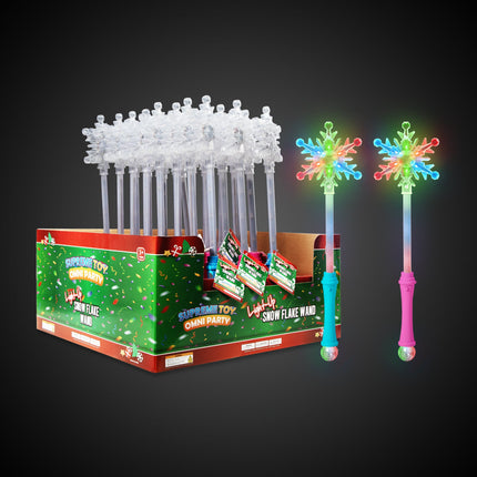 LED Snowflake Disco Ball 15" Wands Retail Display - 24 Per Pack
