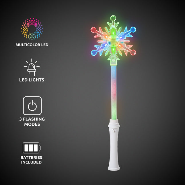 LED Snowflake Wands Retail Display - 12 Per Pack