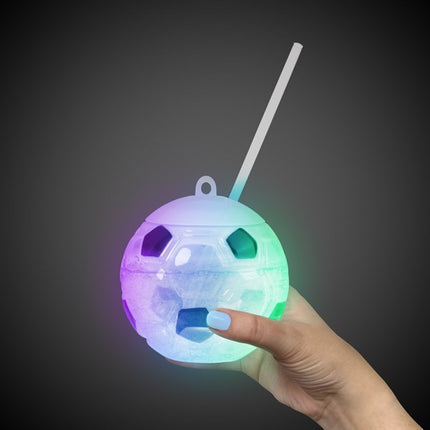 LED Light Up Multi Color 18 Oz Soccer Ball Tumbler