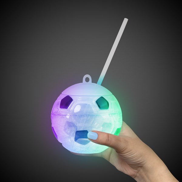 LED Light Up Multi Color 18 Oz Soccer Ball Tumbler